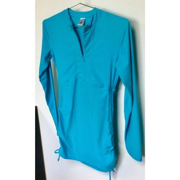 Sbart Womens Blue Zip Front Long Sleeve One Piece Swimsuit Cover Up Small - Picture 2 of 12